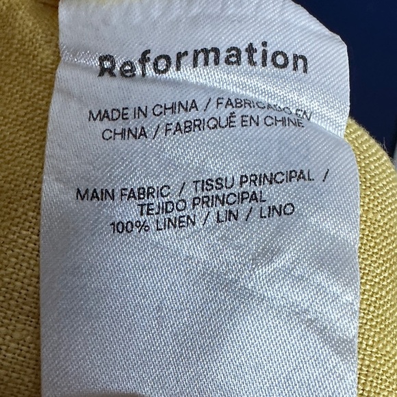 Reformation Cleo Linen Pants Ss 4 Wide Leg Pants in Mustard Yellow High Waist - Picture 8 of 9